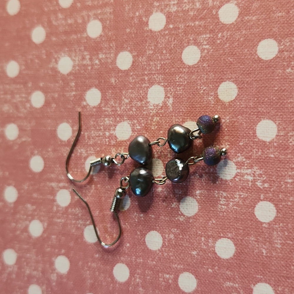 Purple pearl bead earrings  sp12